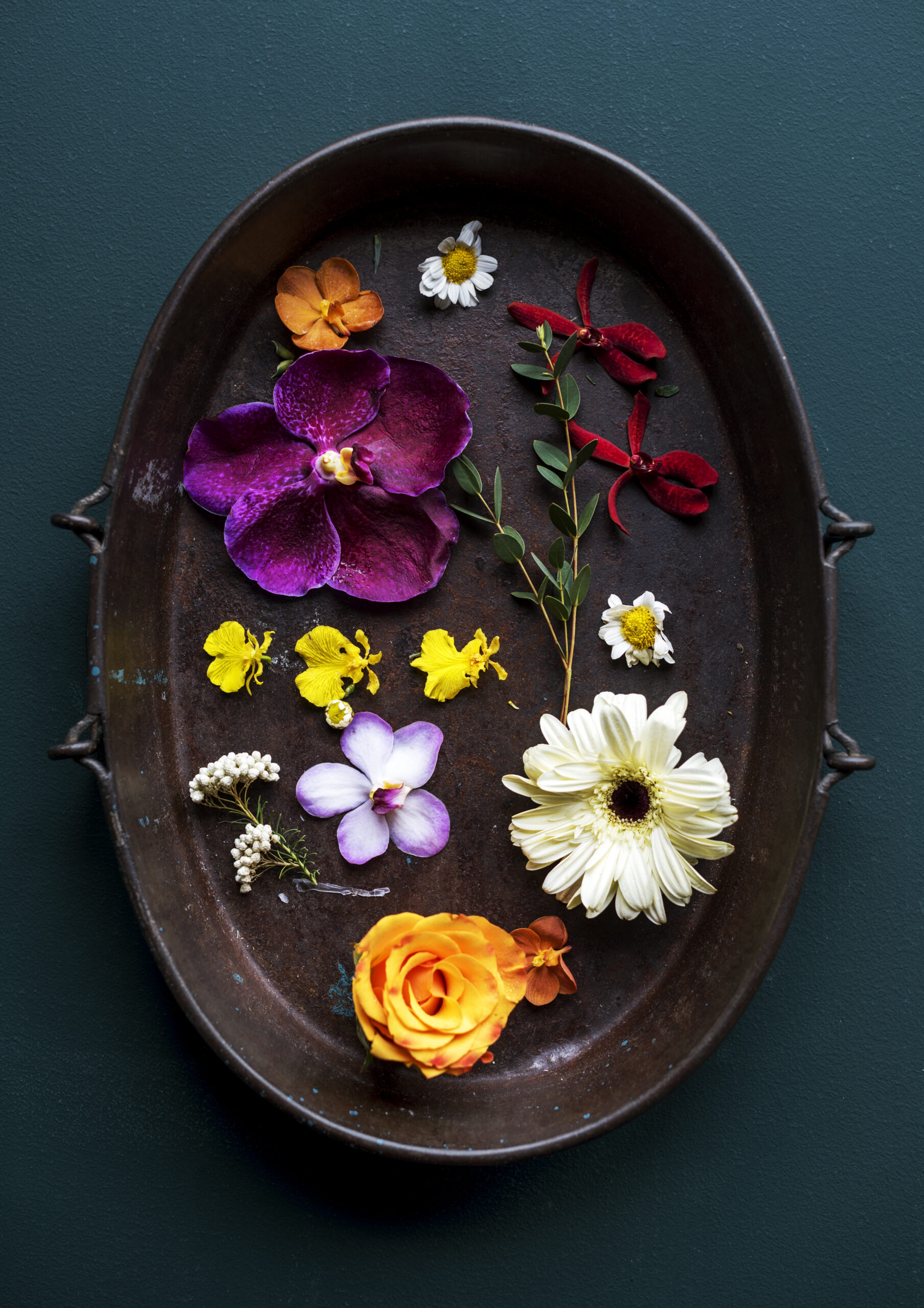 Mixed flower on the metal container